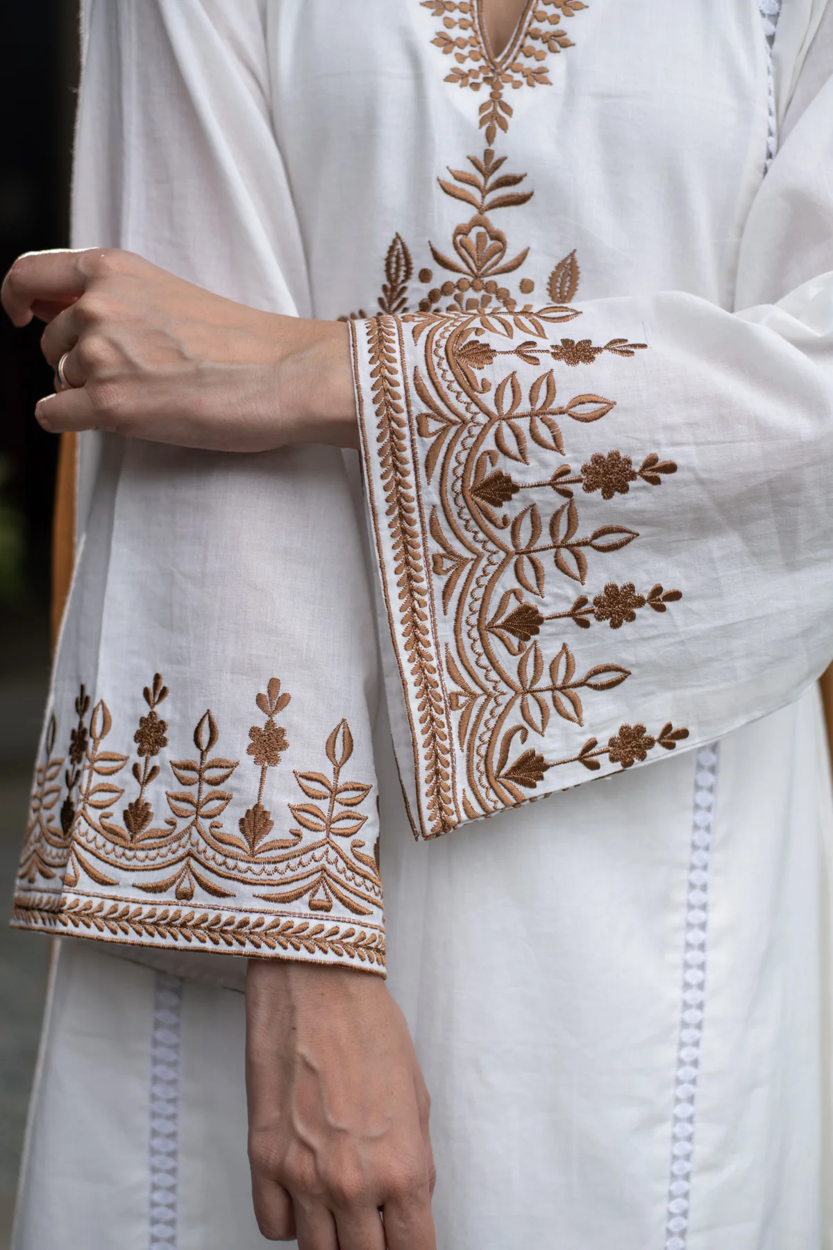 Elegant White Embroidered Kurta Palazzo Dupatta Set For Women With Ombre Shaded Dupatta